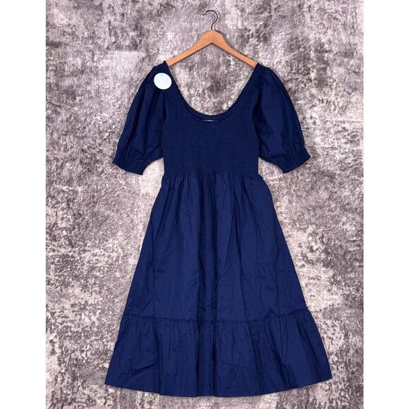New Hill House Dress XL Womens The Louisa Nap Blue Cotton Smocked Midi - Picture 1 of 9